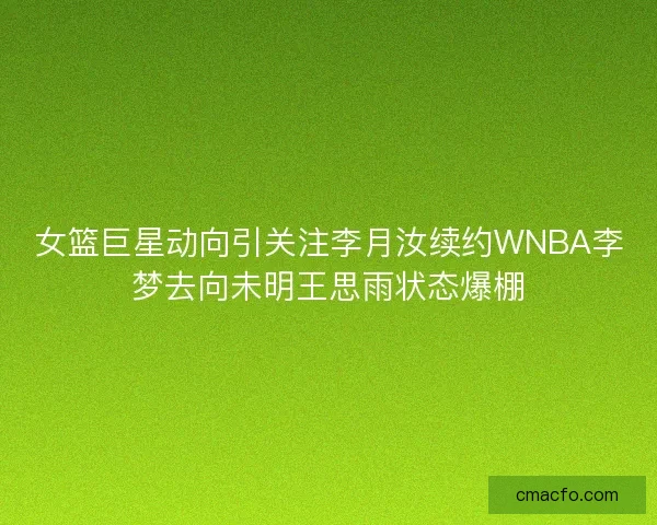 女篮巨星动向引关注李月汝续约WNBA李梦去向未明王思雨状态爆棚