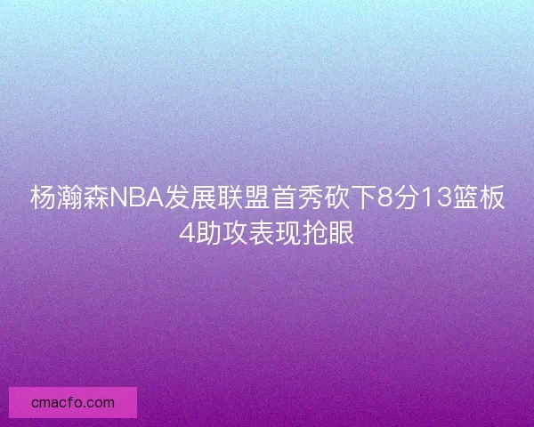 杨瀚森NBA发展联盟首秀砍下8分13篮板4助攻表现抢眼