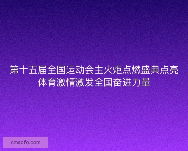 第十五届全国运动会主火炬点燃盛典点亮体育激情激发全国奋进力量